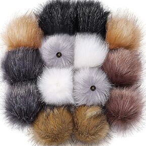Bememo 14 Pieces Faux Fur Pom Pom Ball Fluffy Pompom Ball with Removable Press Button for Knitting Hat Gloves Keychains Accessories(Popular Mix Colors) in Saudi Arabia