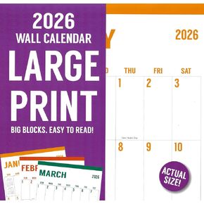2026 Large Print Full Size Wall Calendar for Planning, Scheduling, and Organizing in Saudi Arabia