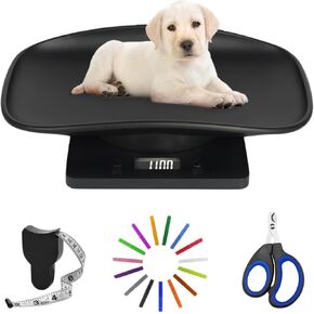 مقياس الحيوانات الأليفة الرقمي من LYTDMSKY، مستلزمات إنجاب الجراء حديثي الولادة، مقياس حيوانات صغير دقيق للجراء/القطط/الكلاب/القطط/القنفذ، مقياس LCD متعدد الوظائف مع شريط قياس، بحد أقصى 22 رطل in Kuwait