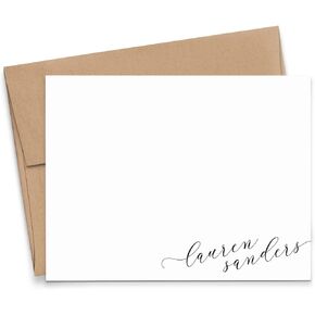 Personalized Stationery for Women, Personalized Script FLAT OR FOLDED Note Cards with Envelopes Set, Personalized Stationary for Women, Your Choice of Colors and Quantity in Saudi Arabia