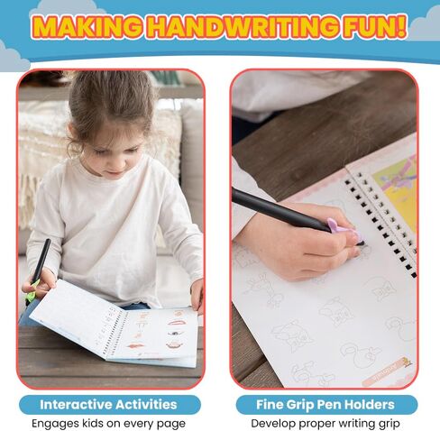 Grooved Kids Writing - Small Children's Magic Copybooks - Magic Practice Copybook for Kids w/Extra Ink - Grooved Letter Tracing for Kids Ages 3-5 w/Carrying Case - Grooved Writing Books for Kids in Saudi Arabia