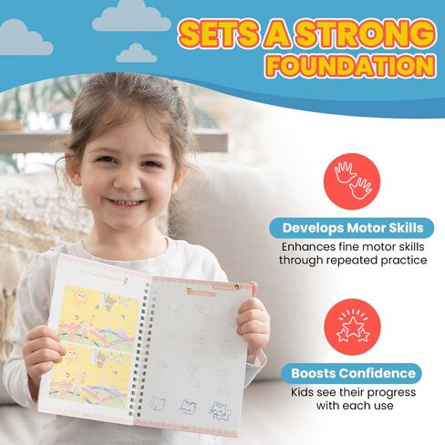 Grooved Kids Writing - Small Children's Magic Copybooks - Magic Practice Copybook for Kids w/Extra Ink - Grooved Letter Tracing for Kids Ages 3-5 w/Carrying Case - Grooved Writing Books for Kids in Saudi Arabia