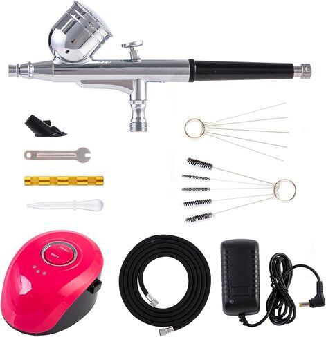 Airbrush Kit, 50 PSI, 0.3mm Nozzle, Air brush Gun Set for Nails Art, Cakes,Makeup, Painting, Cookie, Clothes, Paint, Cleaning Machine(ACK-BT166K) in Saudi Arabia