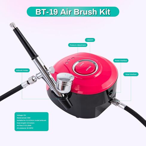 Airbrush Kit, 50 PSI, 0.3mm Nozzle, Air brush Gun Set for Nails Art, Cakes,Makeup, Painting, Cookie, Clothes, Paint, Cleaning Machine(ACK-BT166K) in Saudi Arabia
