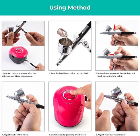 Airbrush Kit, 50 PSI, 0.3mm Nozzle, Air brush Gun Set for Nails Art, Cakes,Makeup, Painting, Cookie, Clothes, Paint, Cleaning Machine(ACK-BT166K) in Saudi Arabia