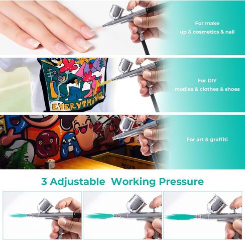Airbrush Kit, 50 PSI, 0.3mm Nozzle, Air brush Gun Set for Nails Art, Cakes,Makeup, Painting, Cookie, Clothes, Paint, Cleaning Machine(ACK-BT166K) in Saudi Arabia