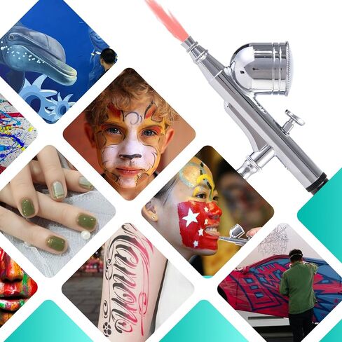 Airbrush Kit, 50 PSI, 0.3mm Nozzle, Air brush Gun Set for Nails Art, Cakes,Makeup, Painting, Cookie, Clothes, Paint, Cleaning Machine(ACK-BT166K) in Saudi Arabia