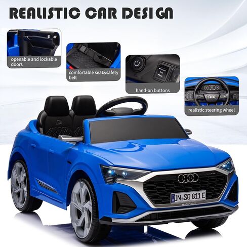 سيارة Audi 12V المرخصة للركوب الكهربائي ، سيارة كهربائية تعمل بالبطاريات ، مناسبة للبنين والبنات الذين تتراوح أعمارهم بين 3 سنوات ، مع المصابيح الأمامية LED ، والتحكم عن بعد 2.4 جيجا هرتز (وردي) in Kuwait