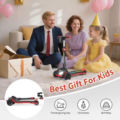 دراجة نارية كهربائية للأطفال مع 3 عجلات مضاءة LED ، ارتفاع قابل للتعديل وطفر النحافة ، منصة مضادة للانزلاق مع الأضواء ، آلية سهلة الطائر ، توازن الدراجات البخارية للأطفال الذين تتراوح أعمارهم بين 6-12 in Kuwait