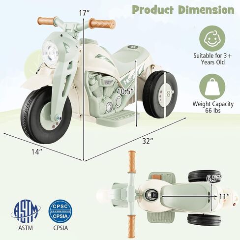 Costzon Kids Motorcycle ، 6V بطارية بالطاقة على دراجة نارية مع صانع الفقاعات ، والموسيقى ، والمصباح الأمامي ، والخلف والخلف ، و 3 عجلات دراجة نارية كهربائية للأطفال ، وهدية للبنين والبنات (الوردي) in Saudi Arabia