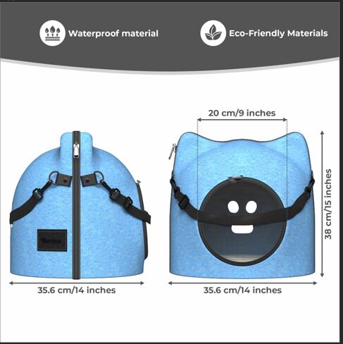 Cat Bed Cave & Hard Cat Carrier – Foldable Indoor Cat Hideaway for Small Dogs and Cats, with Removable Cushion, Travel Straps, Blue in Saudi Arabia