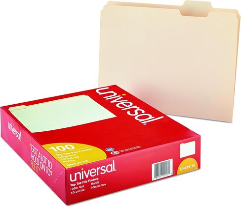 Universal UNV12115EE 1/5-Cut Assorted Top Tab File Folders - Letter Size, Manila (100/Box) in Saudi Arabia