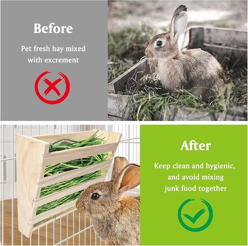 Hamiledyi Small Rabbit Hay Feeder with Litter Box Wooden Food Feeding Manger Bunny Hay Dispenser Small Animals Grass Holder for Guinea Pig Hamsters Bunny Chinchilla in Saudi Arabia