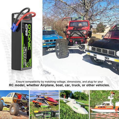 بطارية Ovonic 3S Lipo 11.1V 5200mAh 120C مع قابس EC5 لـ RC Car RC Truck Airplane Helicopter Car Car Racing RC Hobby (2 عبوات) (مع مدقق جهد Lipo) in Kuwait