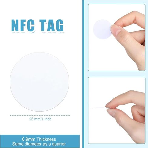 Syhood 30 Pieces NFC 215 Tags Blank Round Cards Coins Stickers Compatible with NFC Enabled Mobile Phones and Devices in Saudi Arabia