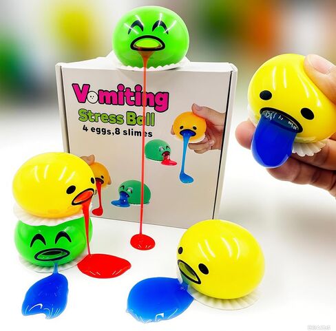 4 عبوة القيء كرات الإجهاد البيض ، ألعاب تململ كرة الوحل | 8 عبوات SPISE SPISE TOY SENSORY SENSORY للمراهقين والكبار والأطفال | هدية هدفة الجدة العائلية ، حشوات تخزين عيد الميلاد in Kuwait