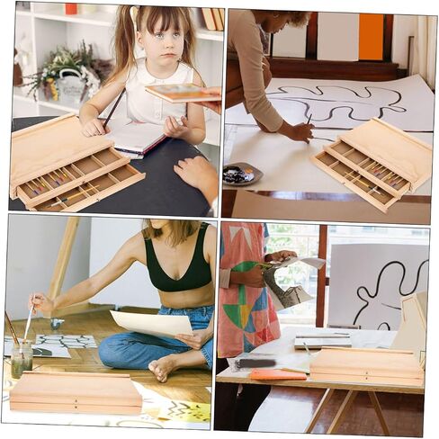 Wooden Artist Storage Box Multi-Layer Drawers Portable Art Organizer for Painting Supplies Sturdy Wooden Art Storage for Outdoor Sketching and Studio Use in Saudi Arabia