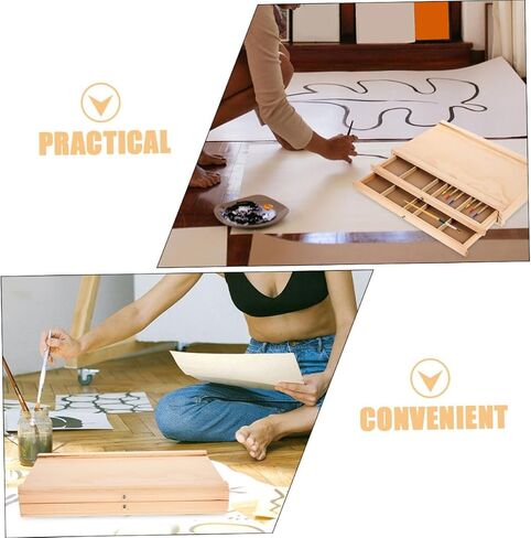 Wooden Artist Storage Box Multi-Layer Drawers Portable Art Organizer for Painting Supplies Sturdy Wooden Art Storage for Outdoor Sketching and Studio Use in Saudi Arabia