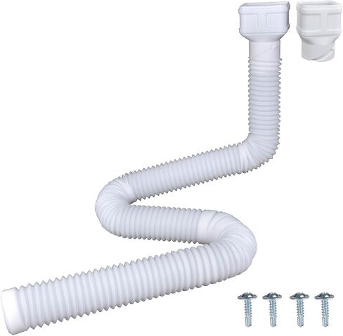 7ft Long Gutter Downspout Extensions, 3.1" OD Gutter Downspout Extender Pipe for 2"×3" Downspout and 3"×4"Downspout, Flexible Pipe Stretched Length 7ft, White,2-Pack in Saudi Arabia