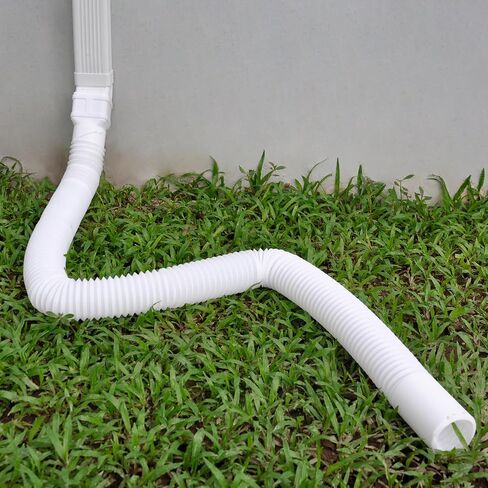 7ft Long Gutter Downspout Extensions, 3.1" OD Gutter Downspout Extender Pipe for 2"×3" Downspout and 3"×4"Downspout, Flexible Pipe Stretched Length 7ft, White,2-Pack in Saudi Arabia