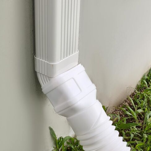 7ft Long Gutter Downspout Extensions, 3.1" OD Gutter Downspout Extender Pipe for 2"×3" Downspout and 3"×4"Downspout, Flexible Pipe Stretched Length 7ft, White,2-Pack in Saudi Arabia