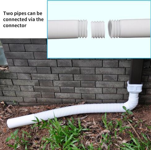 7ft Long Gutter Downspout Extensions, 3.1" OD Gutter Downspout Extender Pipe for 2"×3" Downspout and 3"×4"Downspout, Flexible Pipe Stretched Length 7ft, White,2-Pack in Saudi Arabia