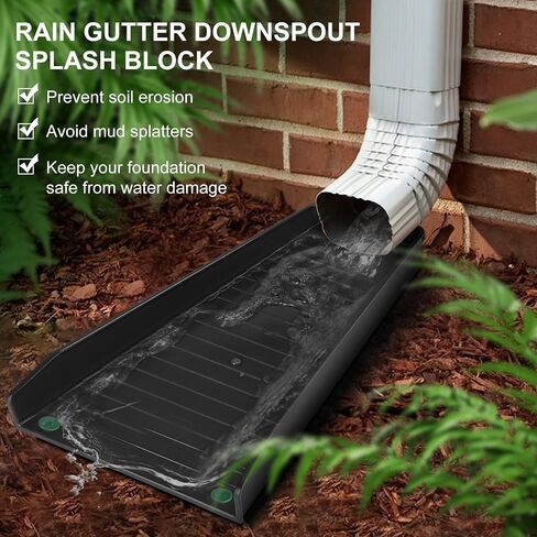 4 Pack Gutter Downspout Extensions,Rain Gutter Downspout Splash Block,Downspout Diverter,Down Spout Drain Extension,Gutter Splash Prevention Device for Cement Floor Lawn Ground (Black) in Saudi Arabia