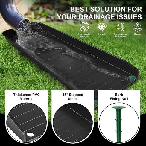 4 Pack Gutter Downspout Extensions,Rain Gutter Downspout Splash Block,Downspout Diverter,Down Spout Drain Extension,Gutter Splash Prevention Device for Cement Floor Lawn Ground (Black) in Saudi Arabia