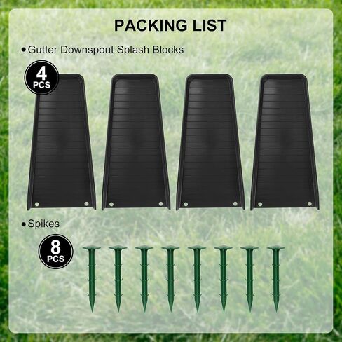4 Pack Gutter Downspout Extensions,Rain Gutter Downspout Splash Block,Downspout Diverter,Down Spout Drain Extension,Gutter Splash Prevention Device for Cement Floor Lawn Ground (Black) in Saudi Arabia
