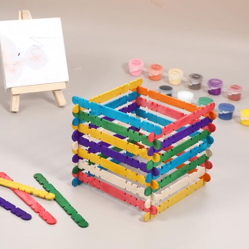 1000 PCS Connectable Sawtooth Popsicle Sticks, Colorful Sawtooth Wood Craft Sticks, 4.5'' Colored and Natural Wood Craft Sticks, Jumbo Sawtooth Popsicle Sticks for DIY Craft and Creative Designs in Saudi Arabia