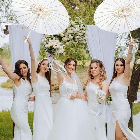 8 Pcs White Paper Umbrellas, 23.6 Inch Blank Paper Parasol DIY Oiled Painting Chinese Japanese Handmade Decorative Umbrella for Wedding, Bridal Party Decor, Photography Props, Asian Theme Decoration in Saudi Arabia