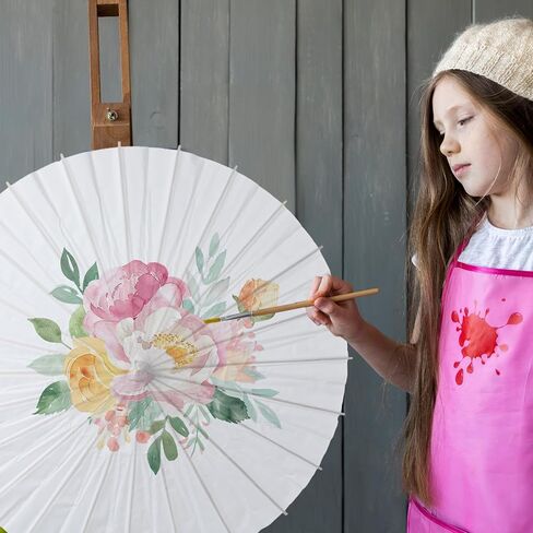 8 Pcs White Paper Umbrellas, 23.6 Inch Blank Paper Parasol DIY Oiled Painting Chinese Japanese Handmade Decorative Umbrella for Wedding, Bridal Party Decor, Photography Props, Asian Theme Decoration in Saudi Arabia