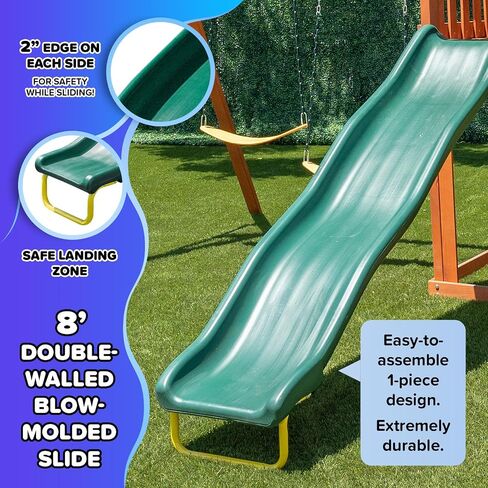 الرياضة الرياضية Amazon الحصرية Sherwood Wood Swing مع 3 تقلبات ، شريحة ، وسطح مغطى مع شريحة in Kuwait