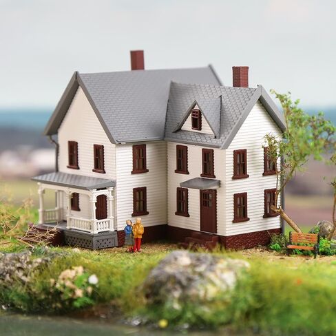 N Scale Pre-Built Model Village Dwelling Two-Story House 1:150 Christmas Building Diorama JZN5885 (Green) in Saudi Arabia