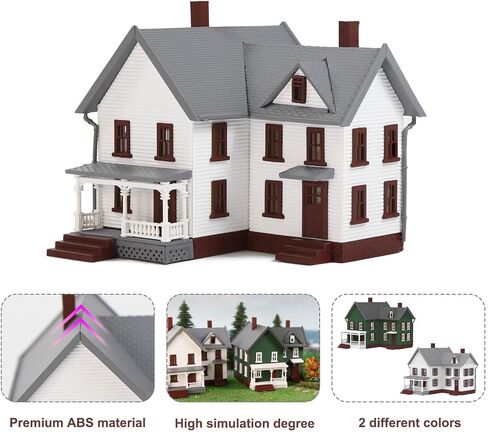 N Scale Pre-Built Model Village Dwelling Two-Story House 1:150 Christmas Building Diorama JZN5885 (Green) in Saudi Arabia