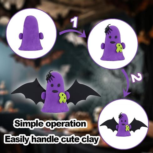 12Pack Halloween Crafts for Kids - Air Clay Clay Halloween Crafts Kits ، Moded Clay DIY Kit للأطفال - رائع لحفلات أعياد الميلاد ، خدعة أو علاج ، من سن 3+ in Kuwait