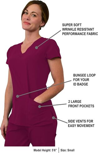 Green Town Scrubs for Women Scrub Set - Jogger Pant and V-Neck Top, 6 Pockets, Easy Care Uniforms-Pewter-Medium Petite in Saudi Arabia