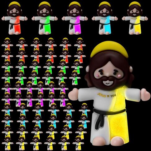 60 Pcs Little Jesus Figures Glow in The Dark Mini Jesus Figurines in Bulk Love You Religious Luminous Tiny Figures Sunday Baptism Gift First Communion Hide and Seek for Egg Stuffers Holiday in Saudi Arabia