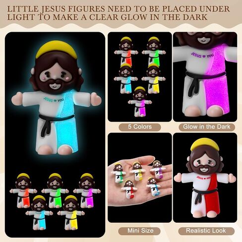 60 Pcs Little Jesus Figures Glow in The Dark Mini Jesus Figurines in Bulk Love You Religious Luminous Tiny Figures Sunday Baptism Gift First Communion Hide and Seek for Egg Stuffers Holiday in Saudi Arabia