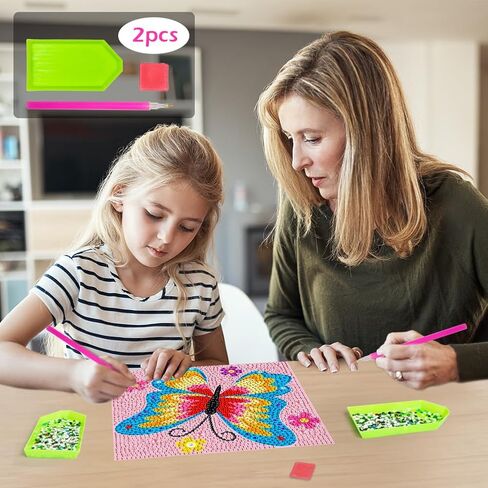 QEUOYSS Diamond Art Kits for Kids with Wooden Frame Arts and Crafts for Kids Ages 6-8 -10-12 Easy to DIY GEM Art Diamond Art for Adult Beginners Home Wall Decoration (Butterfly) in Kuwait