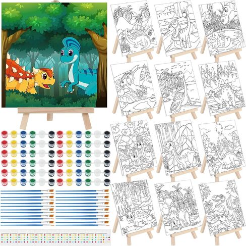 Tenceur 12 Sets Halloween Pre Drawn Canvas Easel Brushes Beginner Party in Kuwait