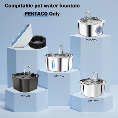 20 مرشحات نافورة مياه Cat Cat لـ 3.2L/108oz و 84oz/2.5L Pet Water Fountain ، مرشحات بديلة 10 حزمة مع 10 إسفنج مرشح حزمة in Kuwait