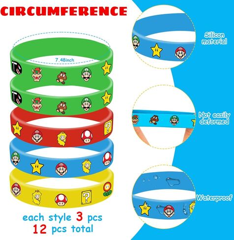 مستلزمات حفلات عيد ميلاد ماريو ، 86pcs هدايا أعياد الميلاد المحددة لحفلة موضوع ماريو in Kuwait