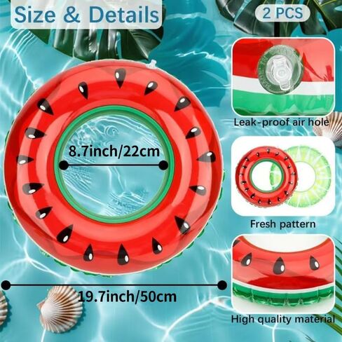 PVC Thickened Environmentally Friendly Watermelon Swimming Ring for Children, wear-Resistant and Portable, Suitable for Water Toys for Children Aged 2-3 Years Old, can Bear 22-55 pounds in Saudi Arabia