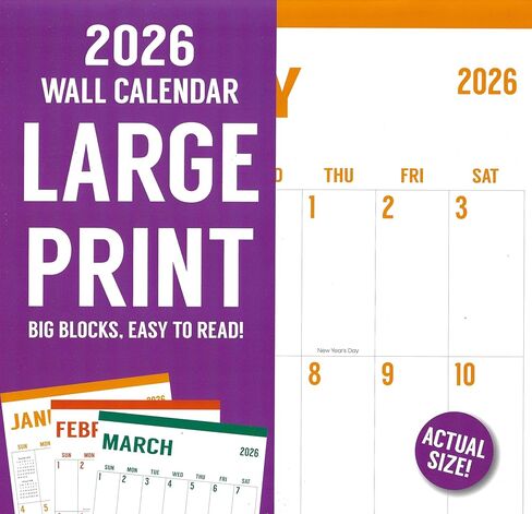2026 Large Print Full Size Wall Calendar for Planning, Scheduling, and Organizing in Saudi Arabia
