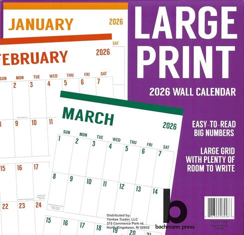 2026 Large Print Full Size Wall Calendar for Planning, Scheduling, and Organizing in Saudi Arabia