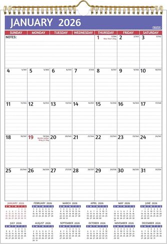 2026 Wall Calendar - 2026 Calendar, Jan 2026 - Dec 2026, 12’’ x 17’ Large, 12 Monthly Calendar 2026 Wall with Ruled Blocks, Yearly Overview, Thick Paper, Holidays, To-do ＆ Notes, Amply Writing Space in Saudi Arabia