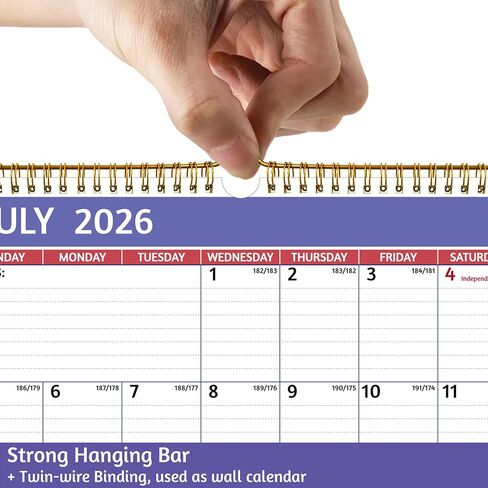 2026 Wall Calendar - 2026 Calendar, Jan 2026 - Dec 2026, 12’’ x 17’ Large, 12 Monthly Calendar 2026 Wall with Ruled Blocks, Yearly Overview, Thick Paper, Holidays, To-do ＆ Notes, Amply Writing Space in Saudi Arabia