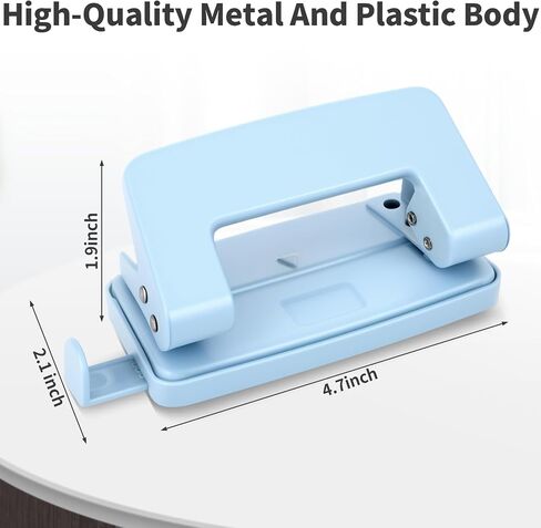 2 Hole Punch, Metal Blue Two Hole Punch for Crafts, 8 Sheet Capacity, Adjustable Manual Paper Puncher Office Punchers for A4/A5/B5 Looseleaf Book and Home Supplies in Saudi Arabia