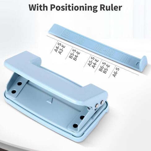 2 Hole Punch, Metal Blue Two Hole Punch for Crafts, 8 Sheet Capacity, Adjustable Manual Paper Puncher Office Punchers for A4/A5/B5 Looseleaf Book and Home Supplies in Saudi Arabia